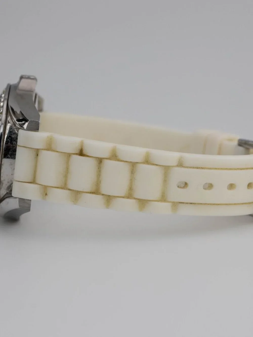 Fossil ES-2344 White Resin Crystal Bezel Quartz Analog Women's Watch New Battery